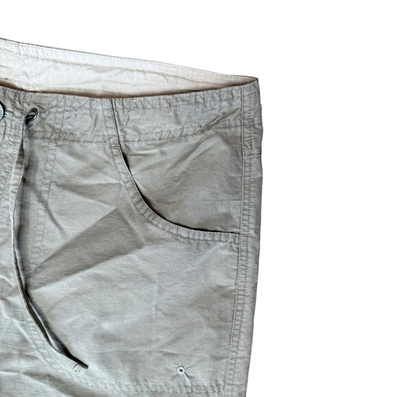 Columbia Capri Cropped Pants Womens Large Outdoor Hiking Beige Toggle Leg - Picture 4 of 7